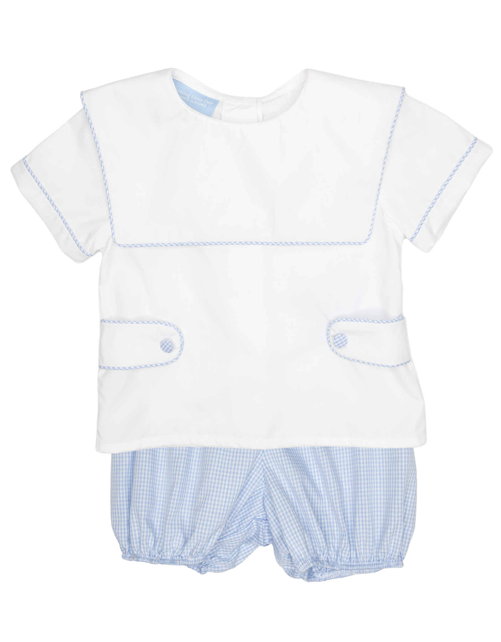 Charming Little One GQ1417 Blue Check Lukas Short Set