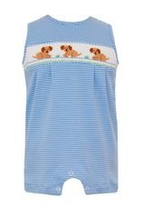 Petit Bebe 434K Garden Puppies Smocked Knit Jon Jon