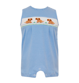 Petit Bebe Garden Puppies Smocked Knit Jon Jon