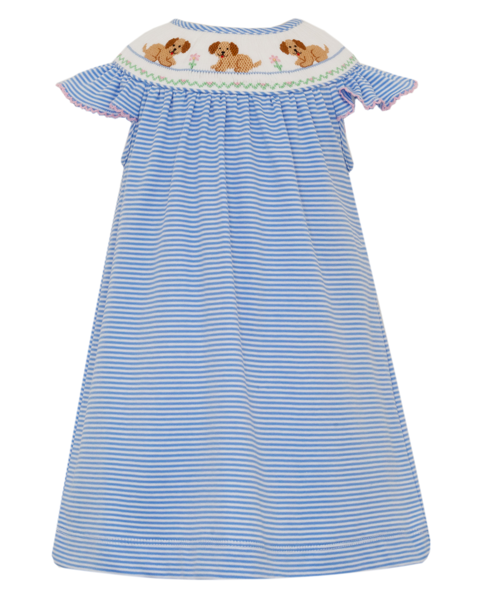 Petit Bebe 434R Garden Puppies Bishop Smocked Knit Dress