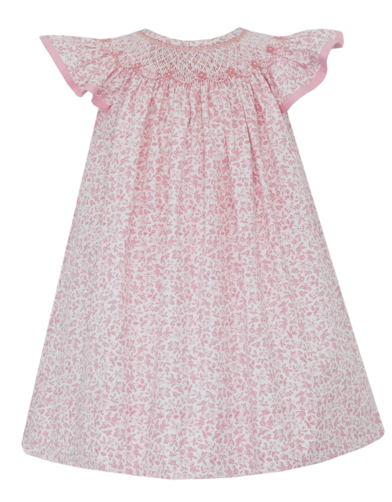 Petit Bebe 155B Pink Floral Smocked Bishop Dress