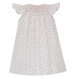 Petit Bebe White/Pink Floral Smocked Bishop Dress