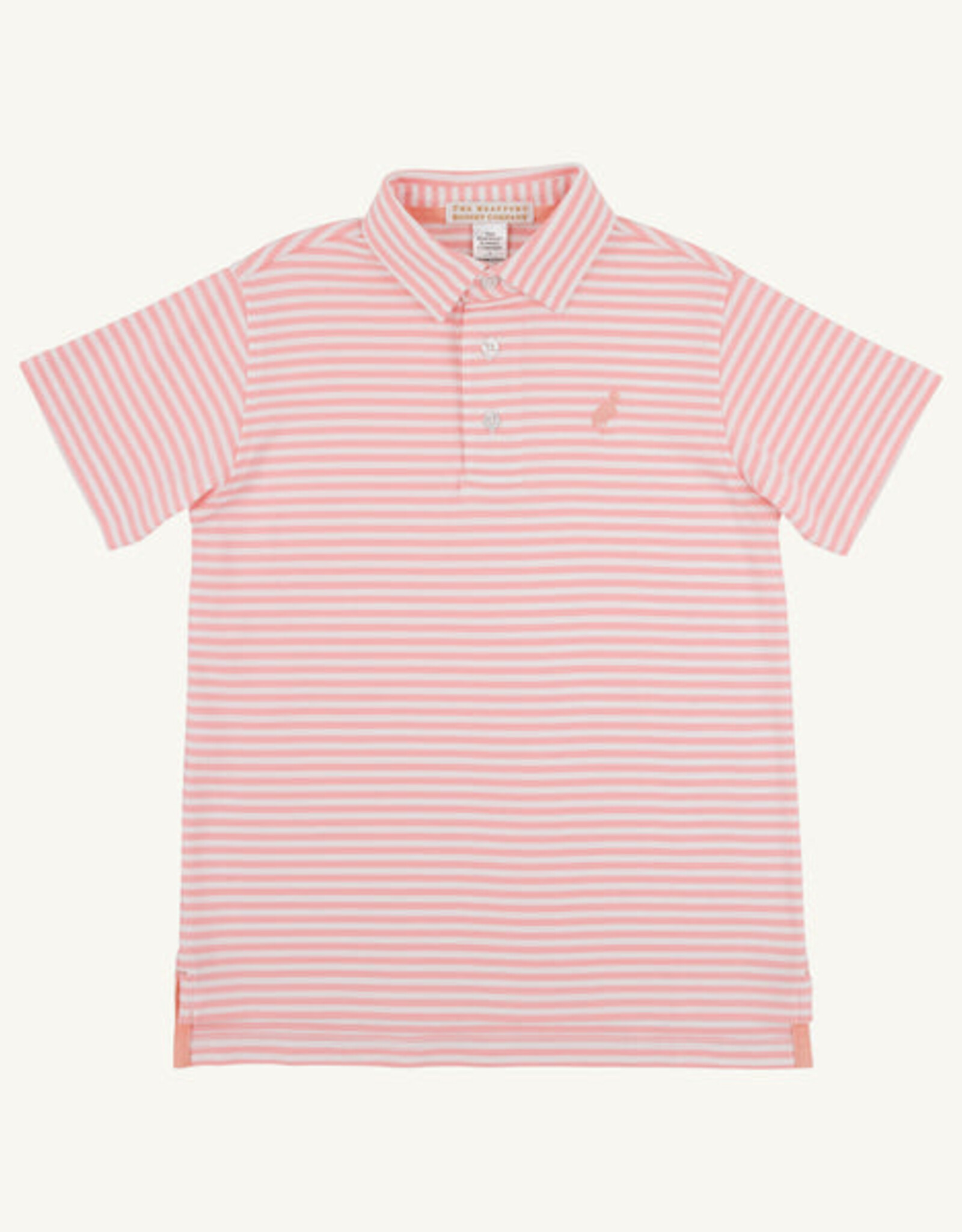 TBBC Prim Proper Polo Sanibel Salmon Stripe