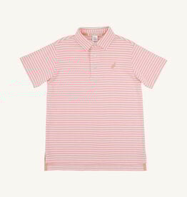 TBBC Prim Proper Polo Sanibel Salmon Stripe
