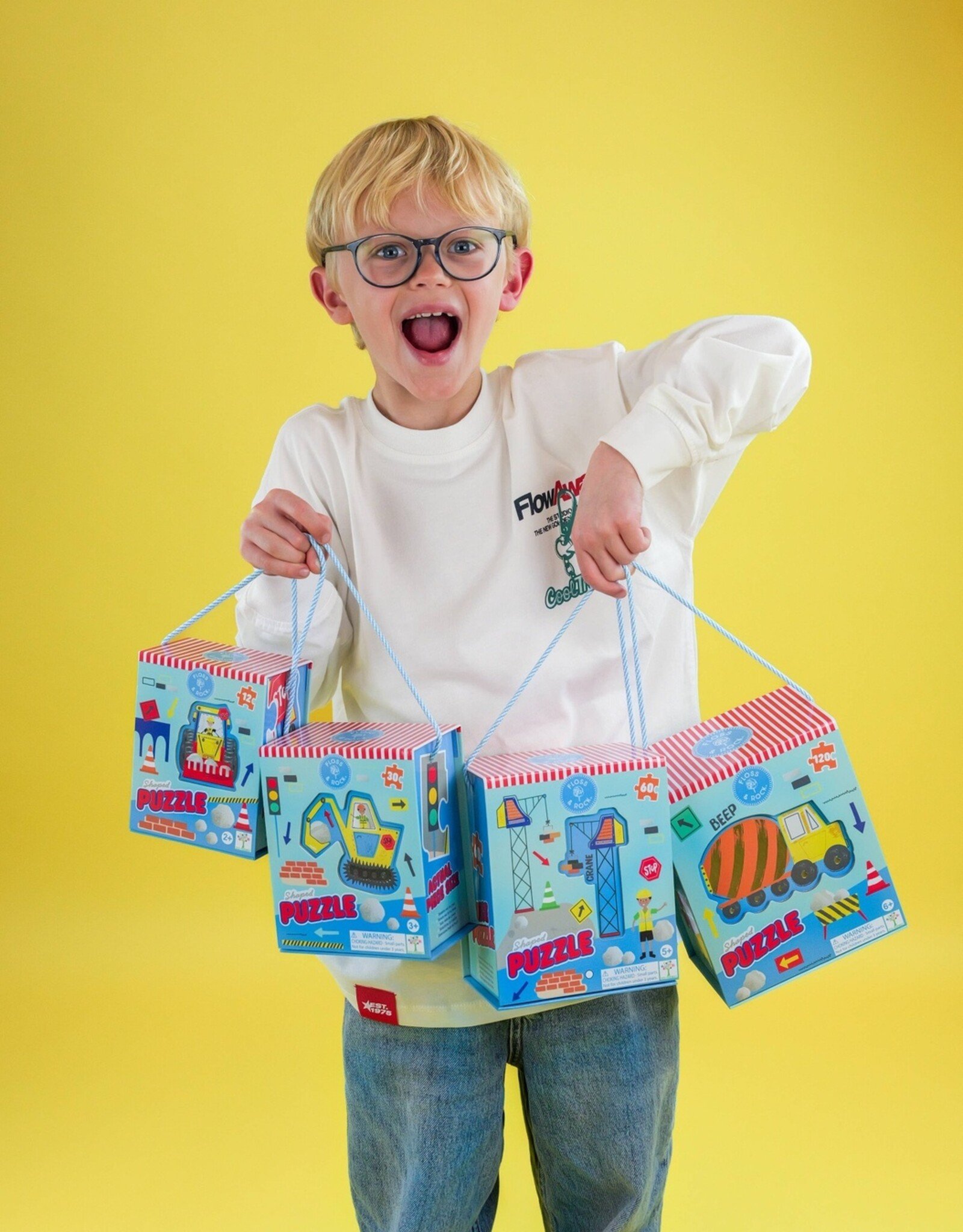 Floss and Rock Construction 12 pc Shaped Puzzle