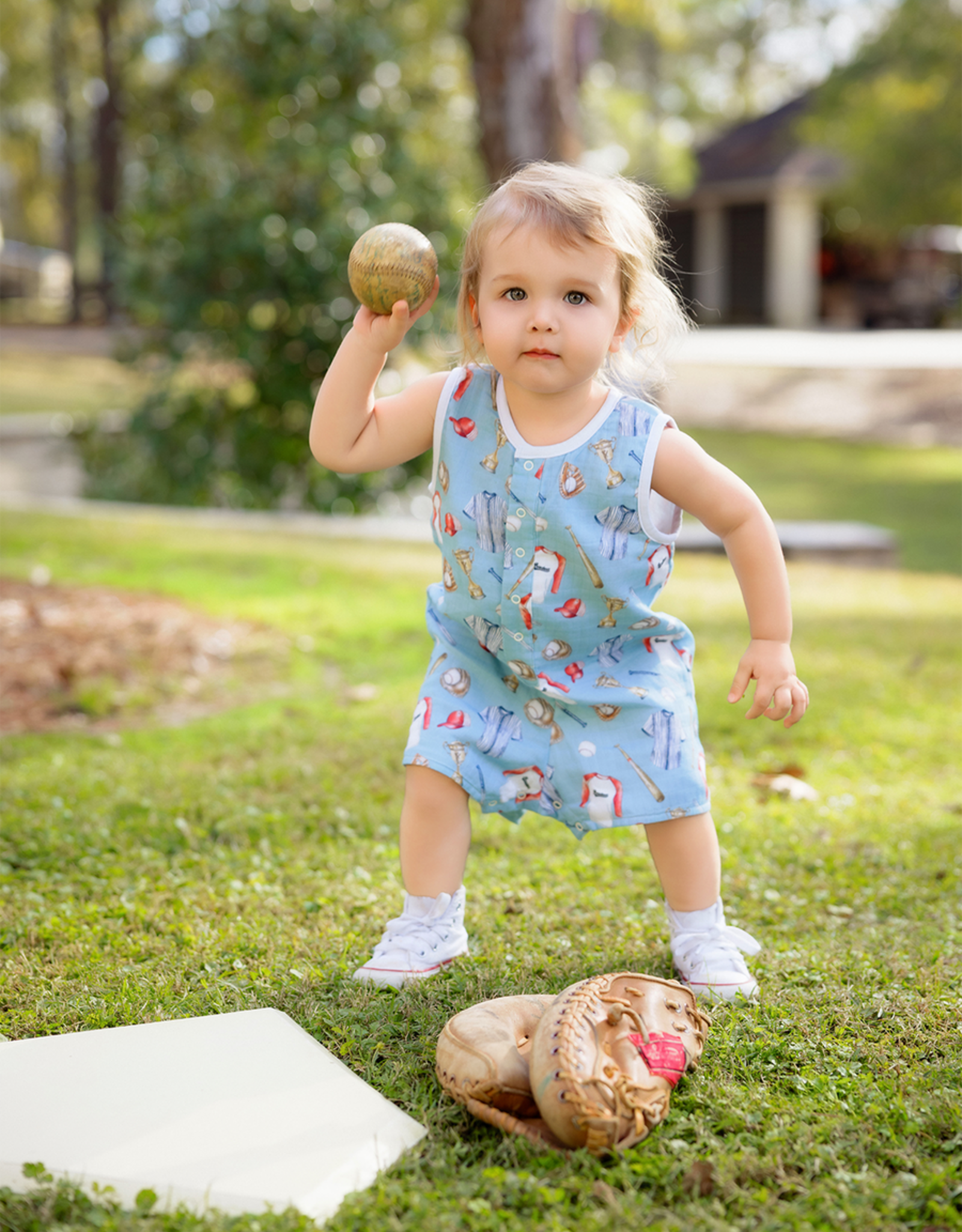 Nola Tawk Let's Play Ball Muslin Shortall