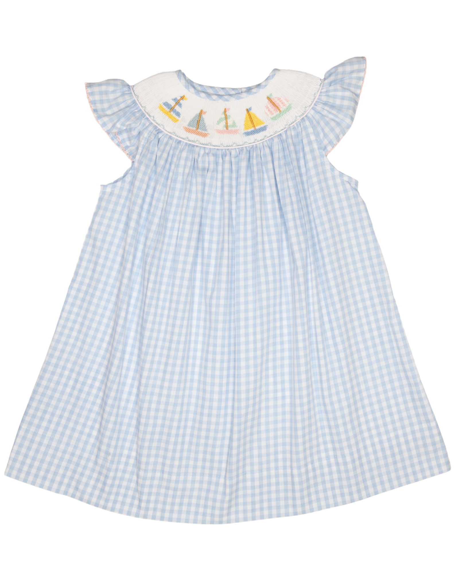 Lulu Bebe LBS26 Emma Smocked Sailboat Bishop Dress