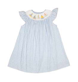 Lulu Bebe Emma Smocked Sailboat Bishop Dress