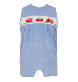 Petit Bebe Firetruck Smocked Knit Jon Jon