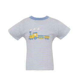 Claire and Charlie Train Blue Stripe Shirt