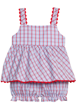 Little English LES26 Evie Bloomer Set Patriotic Plaid