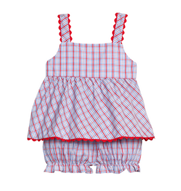 Little English Evie Bloomer Set Patriotic Plaid
