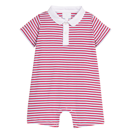 Little English Peter Pan Polo Romper Americana Stripe