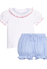 Little English LES26 Blue/Red Madeline Blouse Bloomer Set