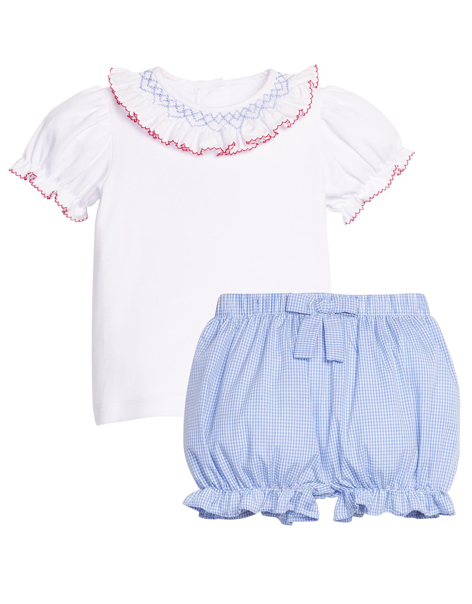 Little English LES26 Blue/Red Madeline Blouse Bloomer Set