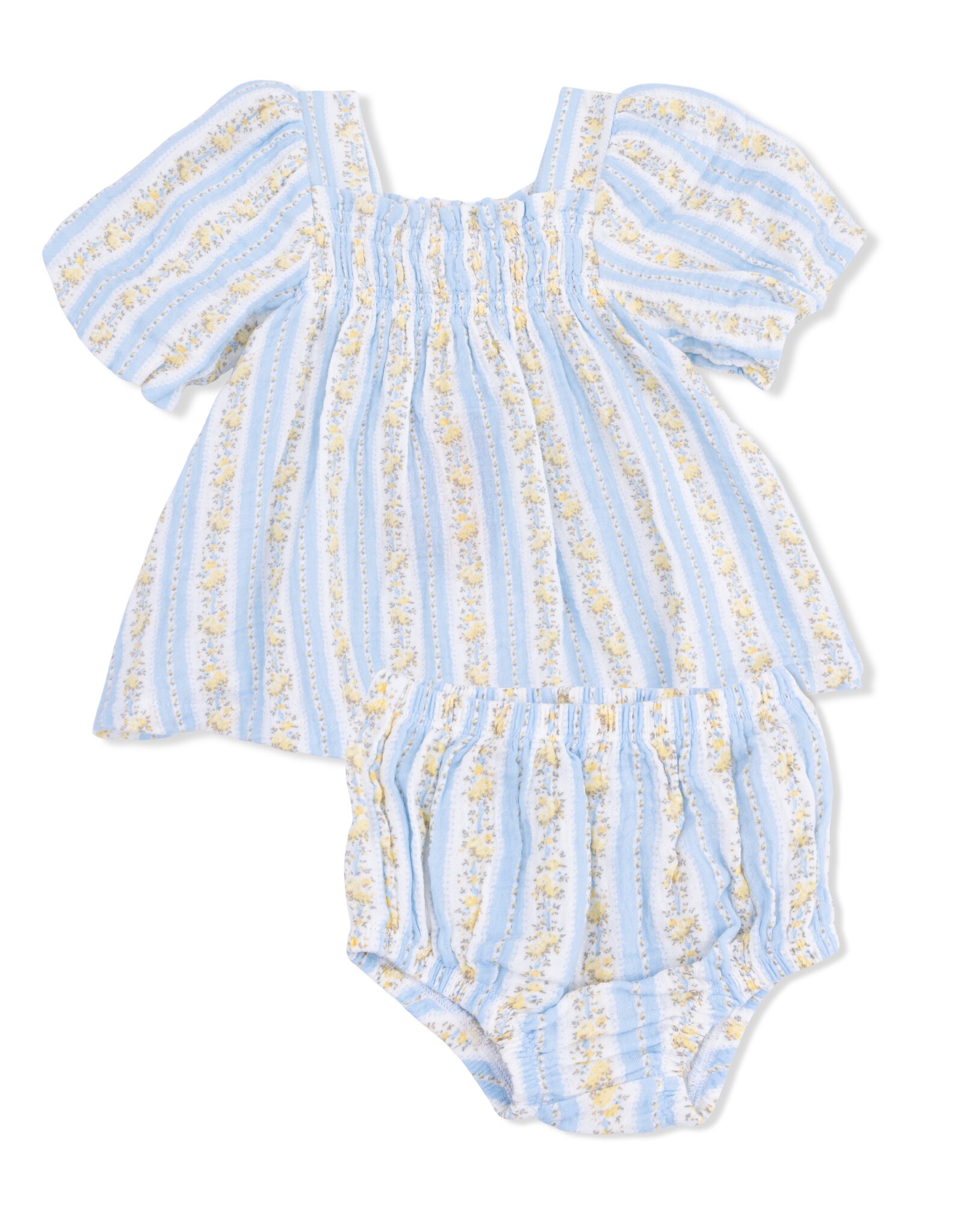 Angel Dear ADS26 Odalys Floral Stripe Puff Sleeve Dress/Bloomer