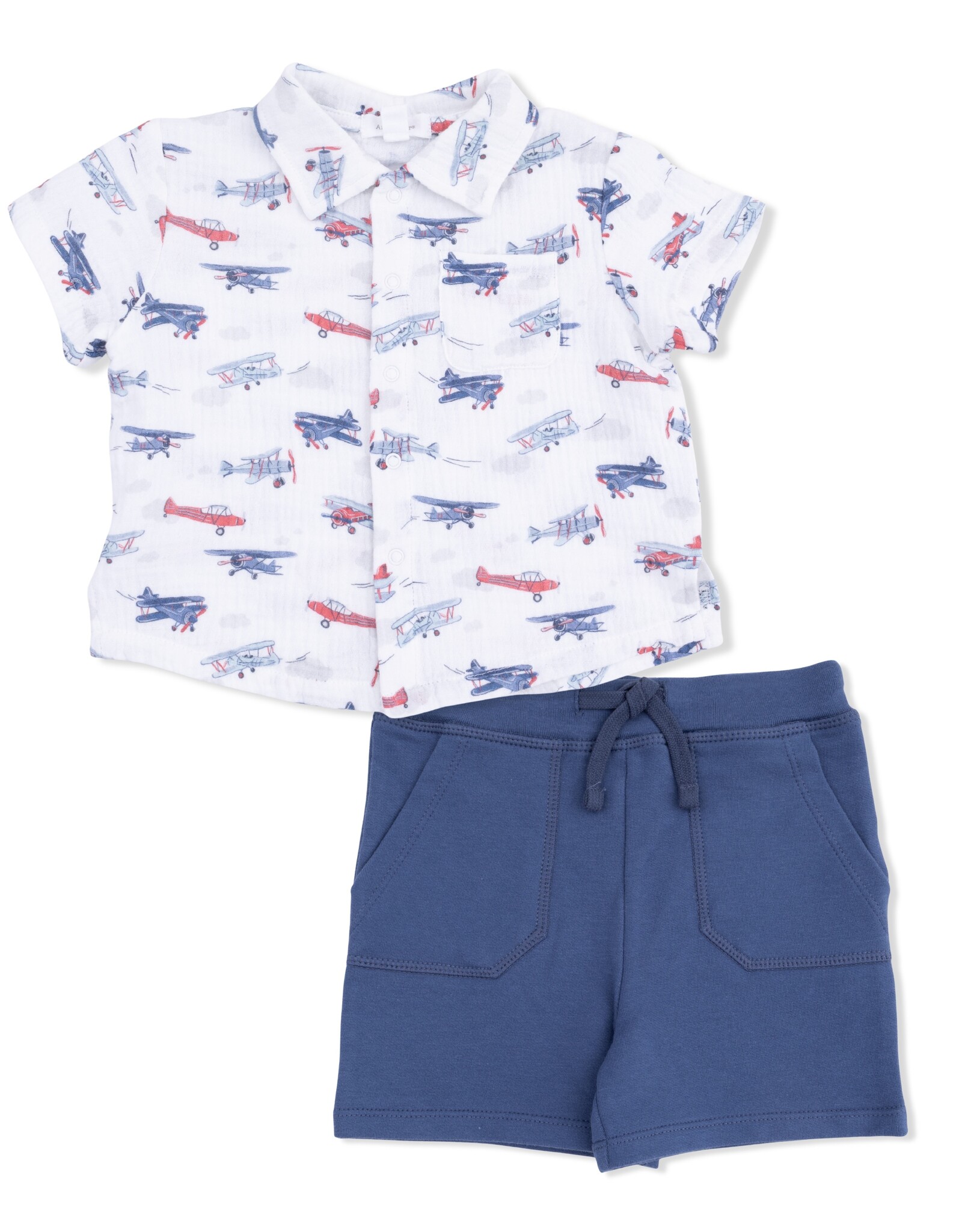 Angel Dear ADS26 Vintage Planes Polo Short Set