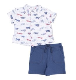 Angel Dear Vintage Planes Polo Short Set