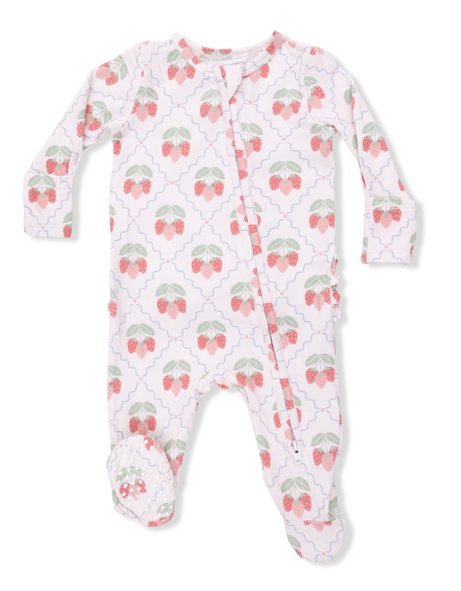 Angel Dear ADS26 2 Way Zipper Ruffle Footie Sweet Strawberries
