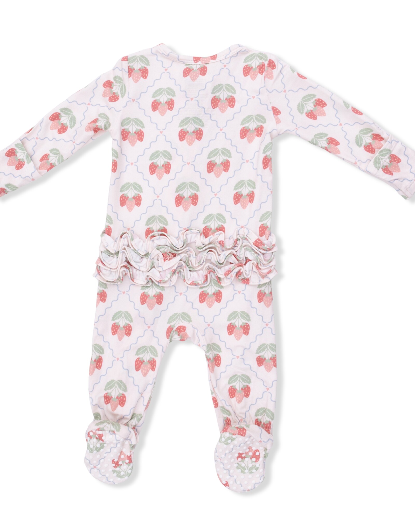 Angel Dear ADS26 2 Way Zipper Ruffle Footie Sweet Strawberries