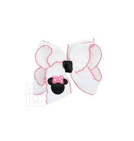 Beyond Creations Embroidered Mouse Bow Pink Large 4.5"