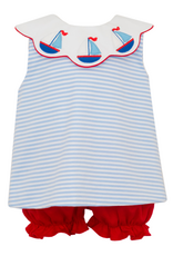 Claire and Charlie 5016C Sailboat Girl Bloomer Set
