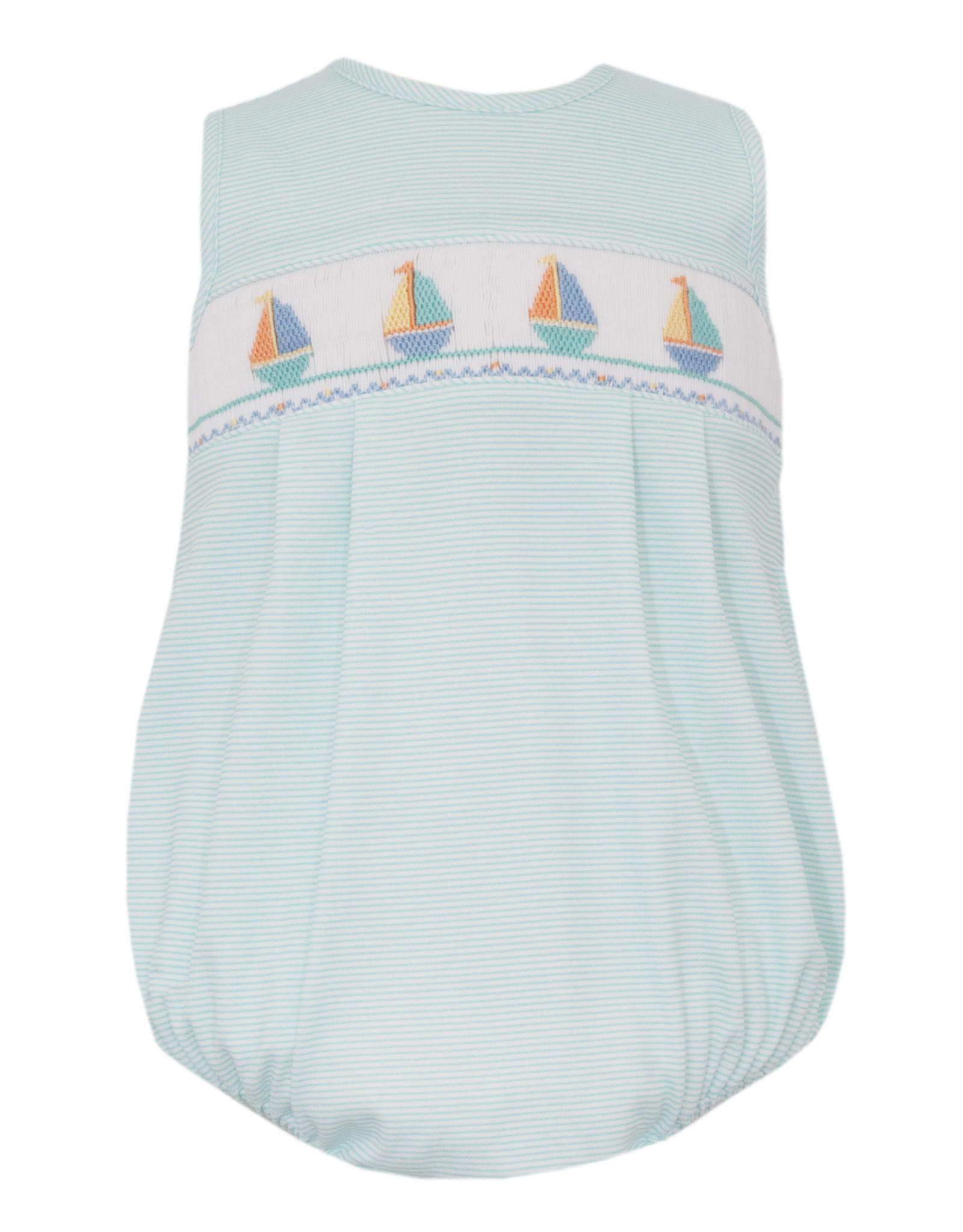 Petit Bebe 435H Sailboat Aqua Knit Stripe Boy Sun Bubble