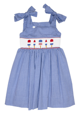 Lulu Bebe LBS26 Jackie Patriotic Popsicle Smocked Waist Dress