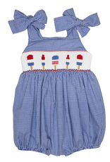 Lulu Bebe LBS26 Gigi Patriotic Popsicle Smocked Bubble