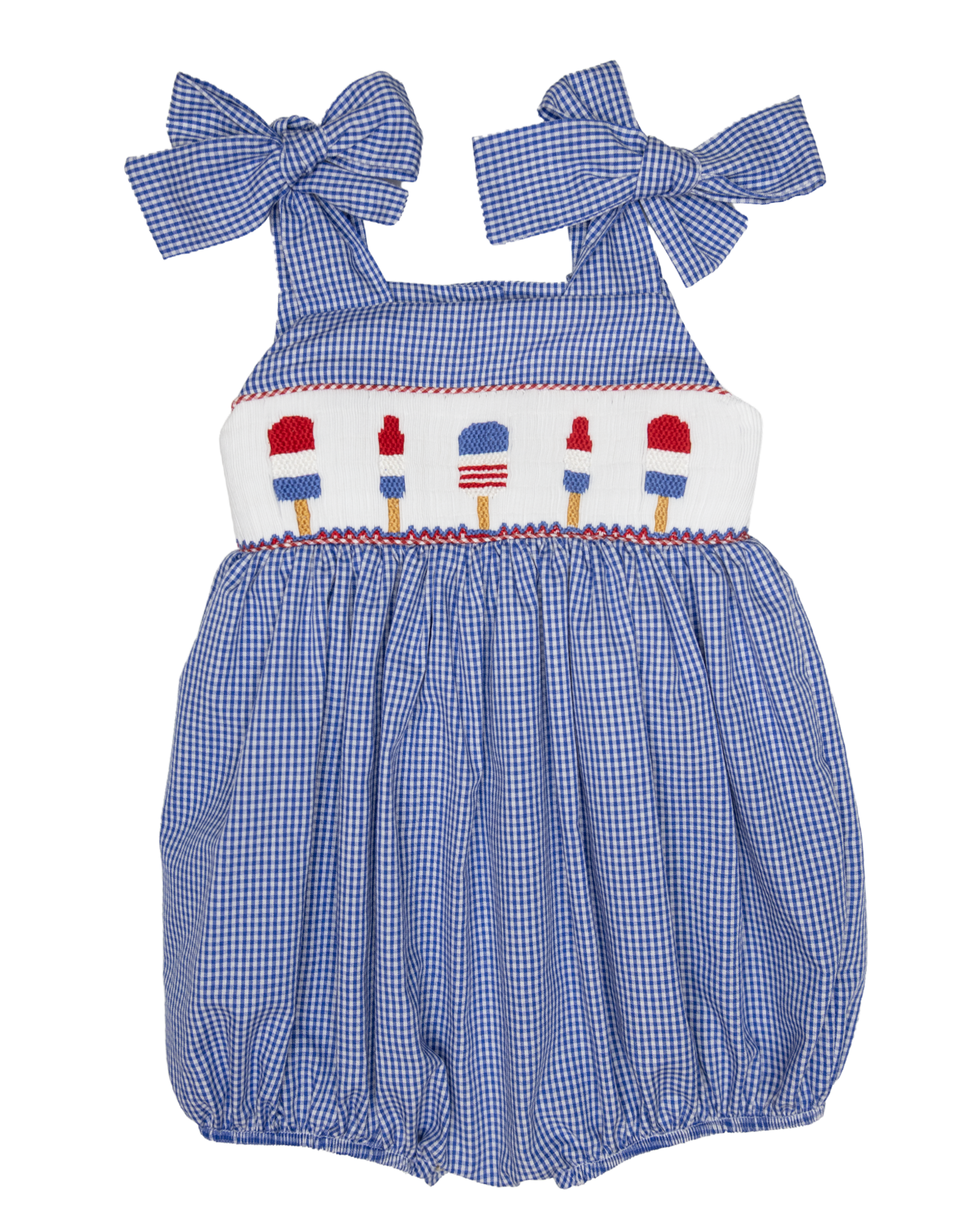 Lulu Bebe LBS26 Gigi Patriotic Popsicle Smocked Bubble