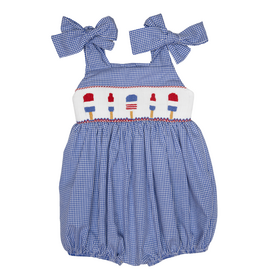 Lulu Bebe Gigi Patriotic Popsicle Smocked Bubble