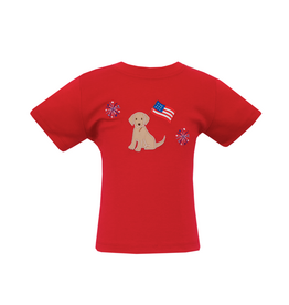 Claire and Charlie Pup Boys Red Applique Shirt