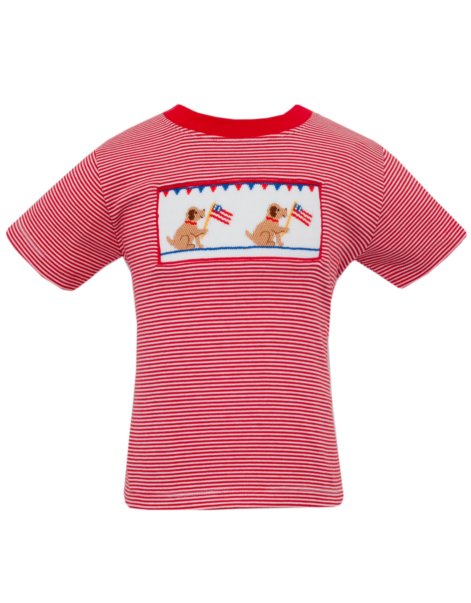 Anavini 513P Americana Puppy Red Stripe Smocked Shirt