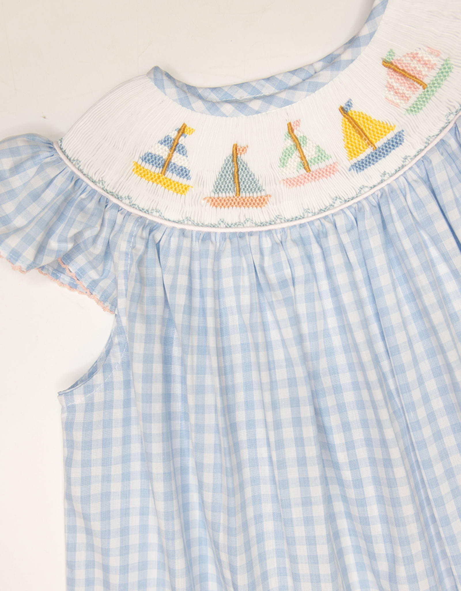 Lulu Bebe LBS26 Emma Smocked Sailboat Bishop Dress