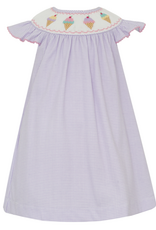 Petit Bebe 431R Lilac Gingham Kinit Ice Cream Dress