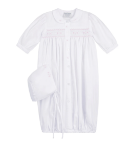 Feltman Brothers White/Pink Smocked gown w/Hat