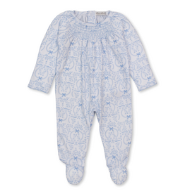 Kissy Kissy Delicate Blooming Bows BLUE Smocked Footie