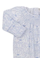 Kissy Kissy Delicate Blooming Bows BLUE Smocked Footie