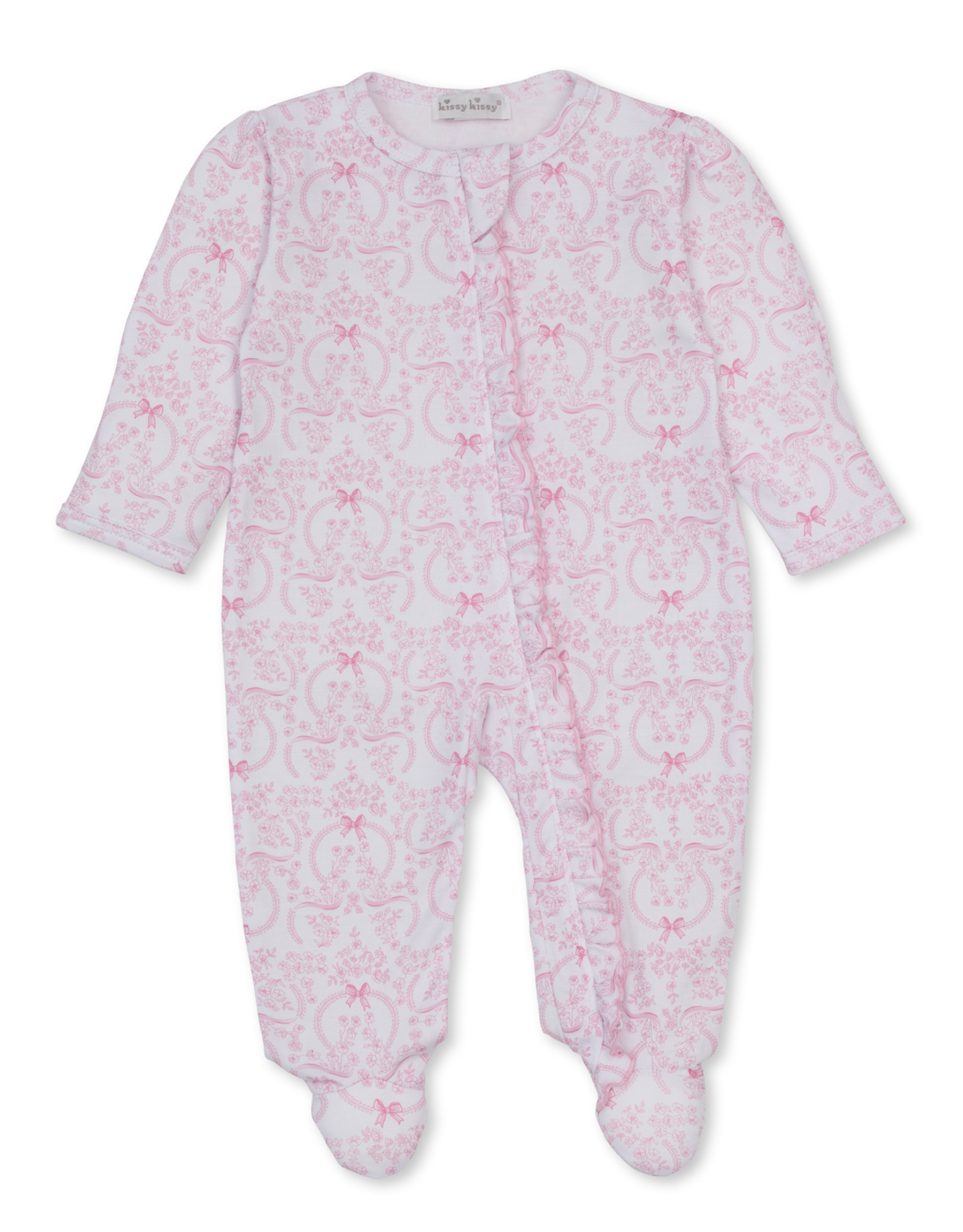 Kissy Kissy Delicate Blooming Bows PINK  Zip Footie