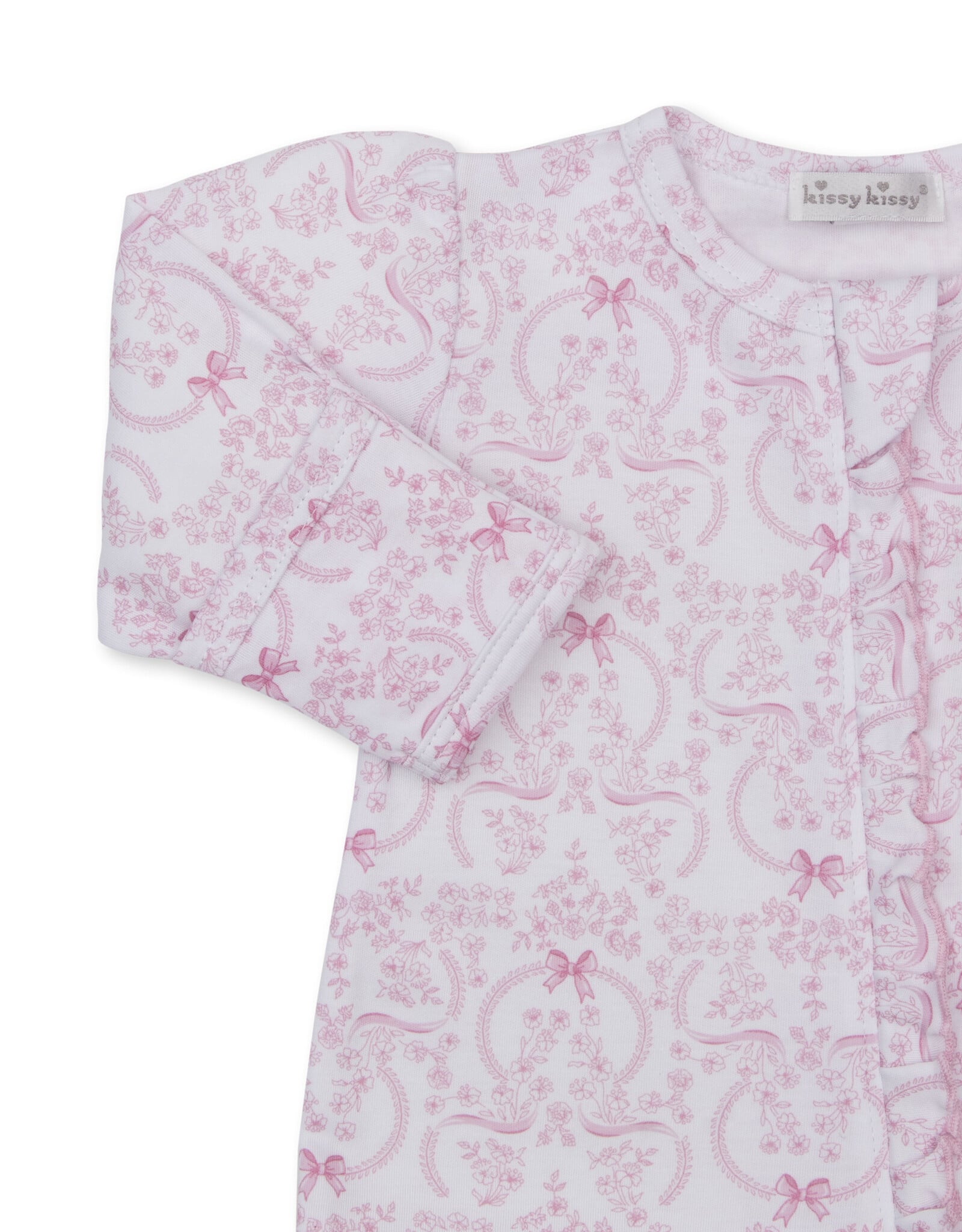 Kissy Kissy Delicate Blooming Bows PINK  Zip Footie