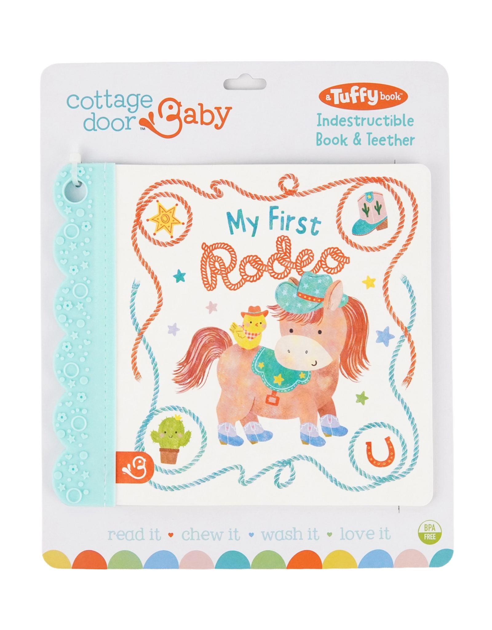 Cottage Door Press Tuffy Teether Indestructible book My First Rodeo