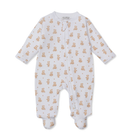 Kissy Kissy Teddy Bears Tan Print Zip Footie