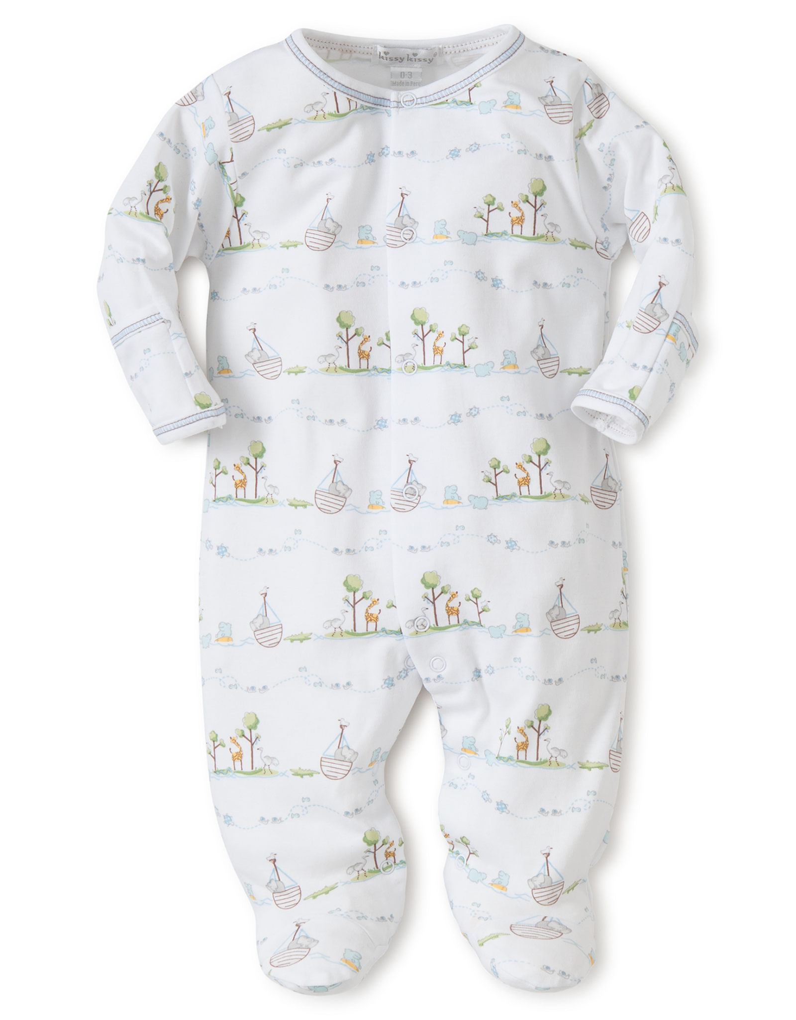 Kissy Kissy Noah's Print Footie Blue