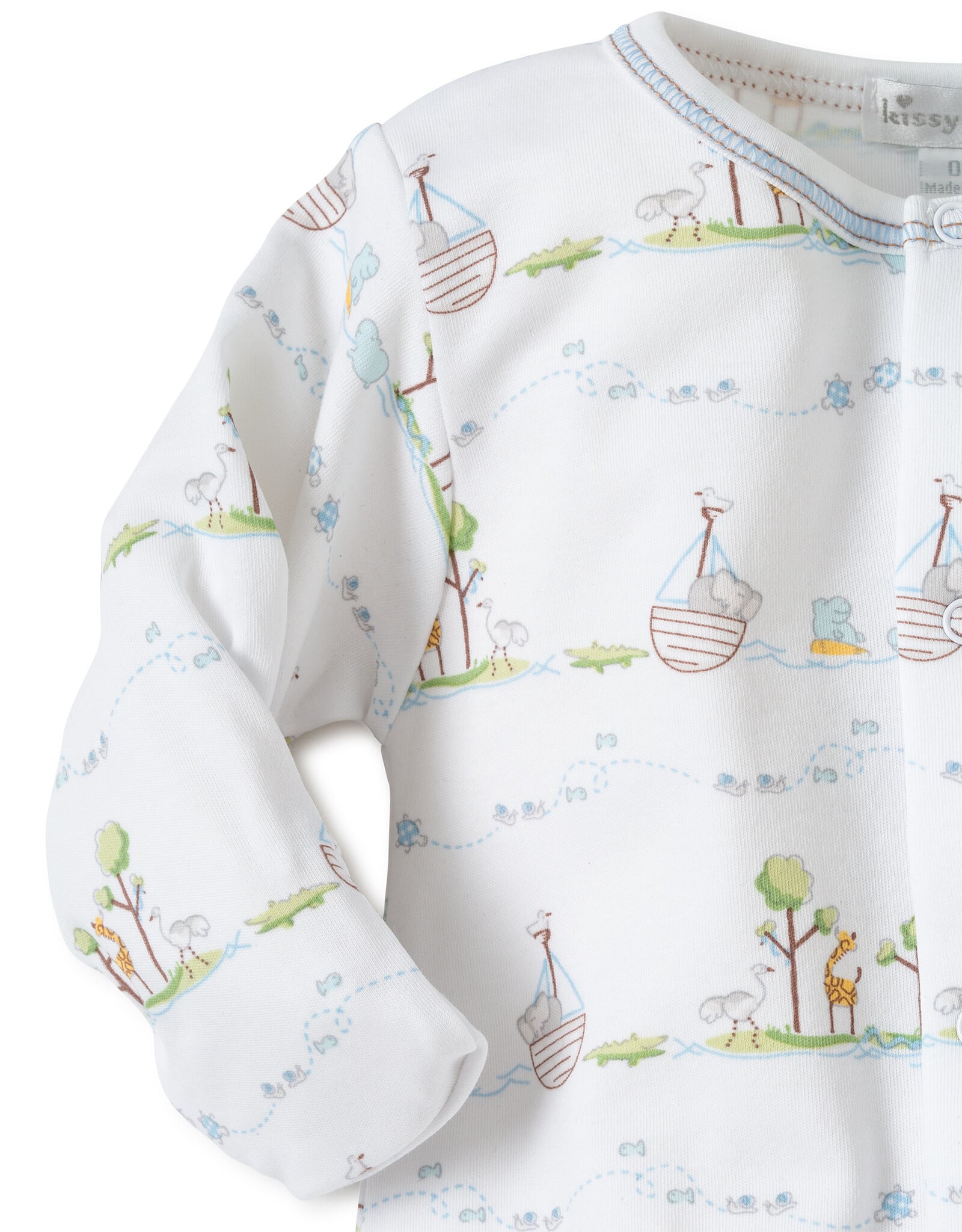 Kissy Kissy Noah's Print Footie Blue