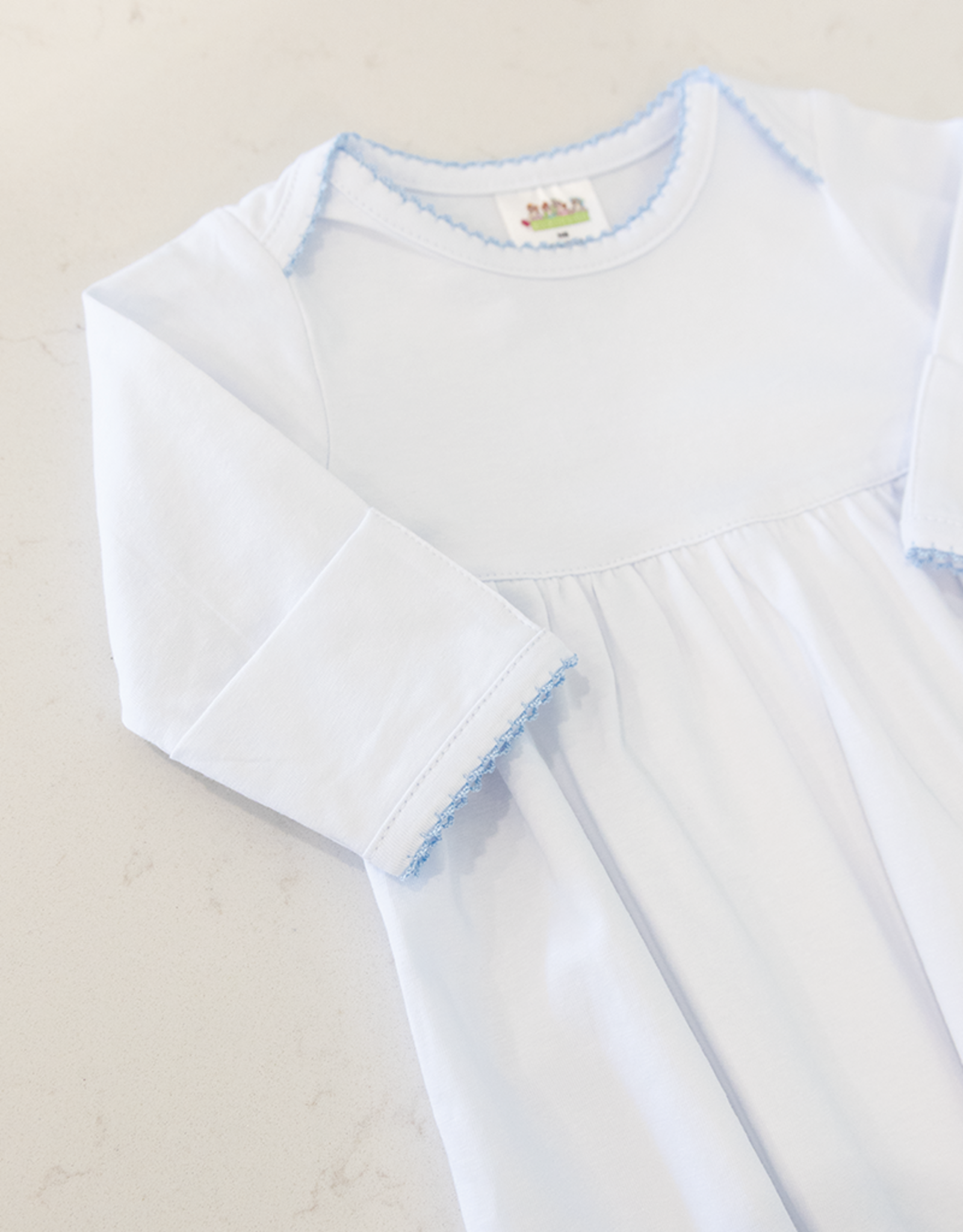 Zsa Zsa & Lolli ZZL Picot Trim Baby Gown BLUE