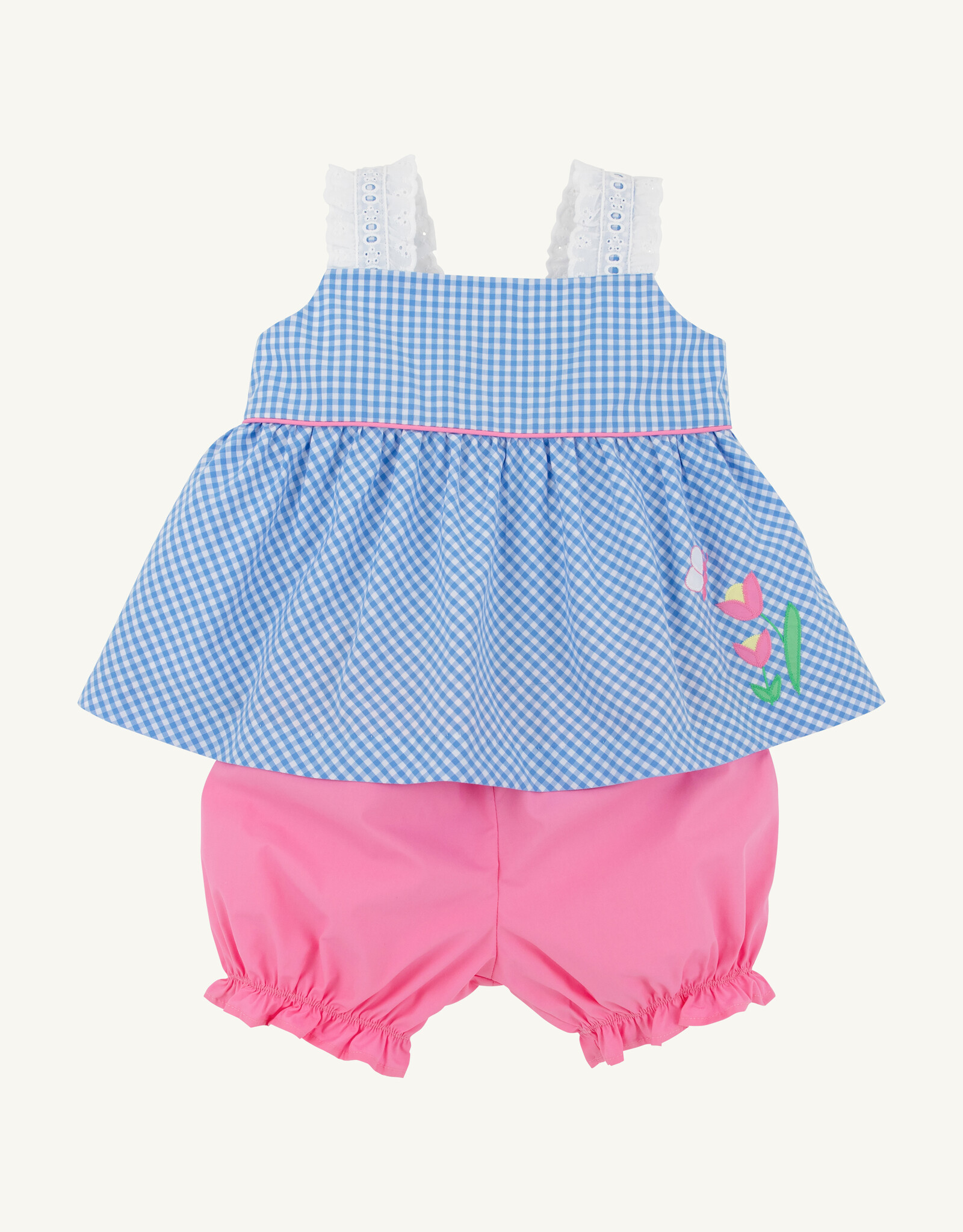 TBBC Babs Bloomer Set Sunrise Blvd Blue Mini Gingham/Hamptons Hot Pink
