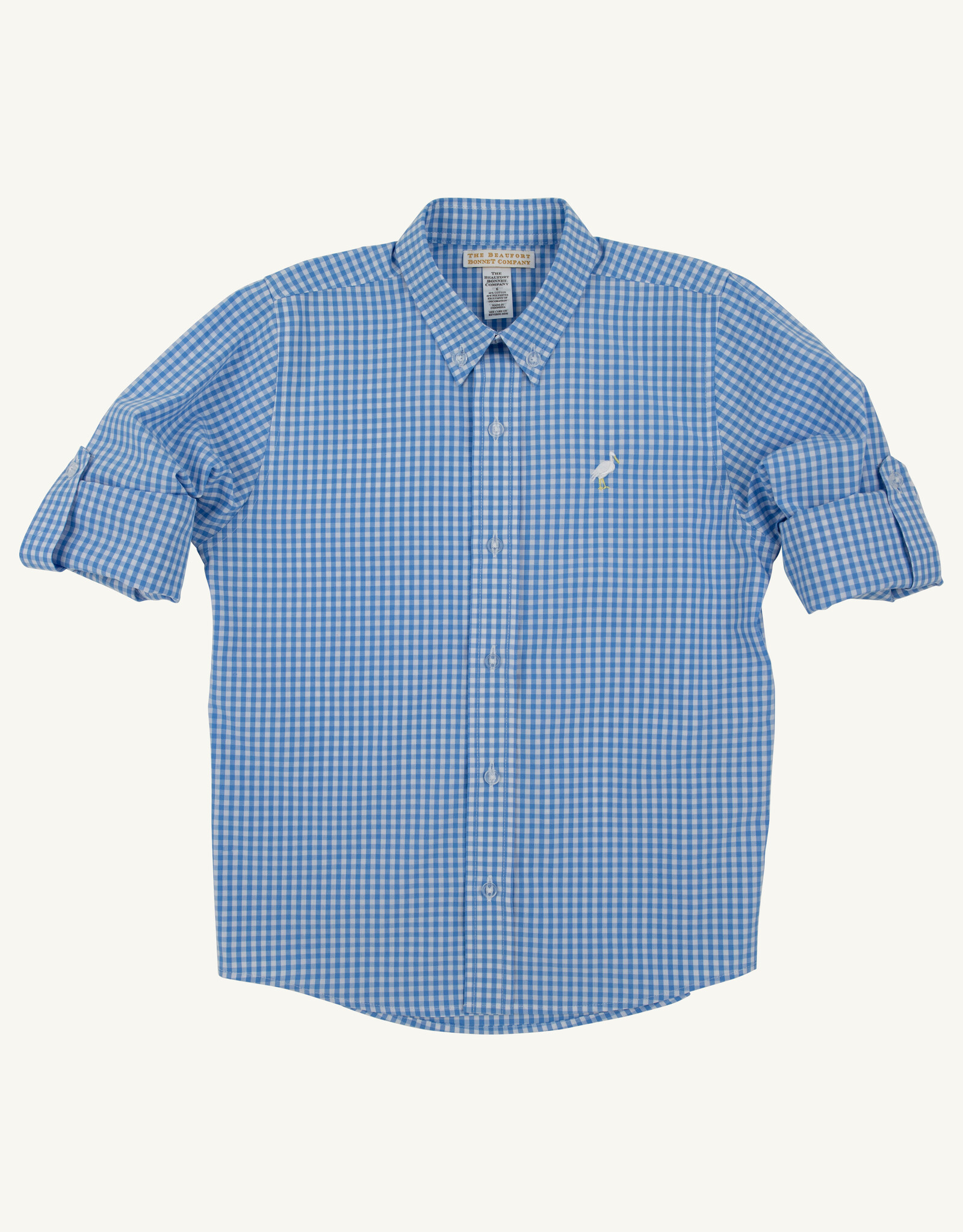 TBBC Dean List Dress Shirt Rolled Sleeves Sunrise Blvd Blue Mini Gingham