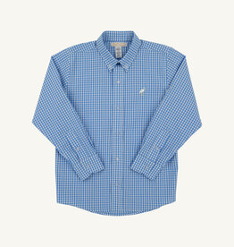 TBBC Dean List Dress Shirt Rolled Sleeves Sunrise Blvd Blue Mini Gingham