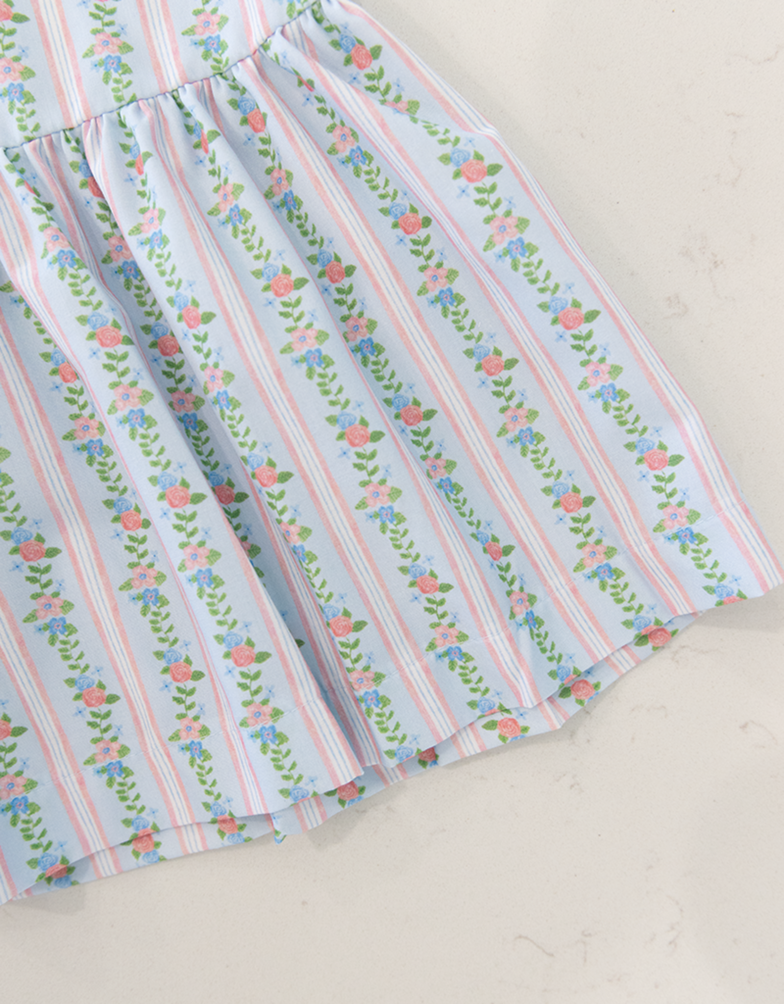 James and Lottie JL26 Sydney Dropwaist Dress Pink Blue Floral