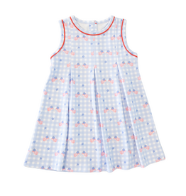 James and Lottie Penny Pleat Dress Patriotic Gingham
